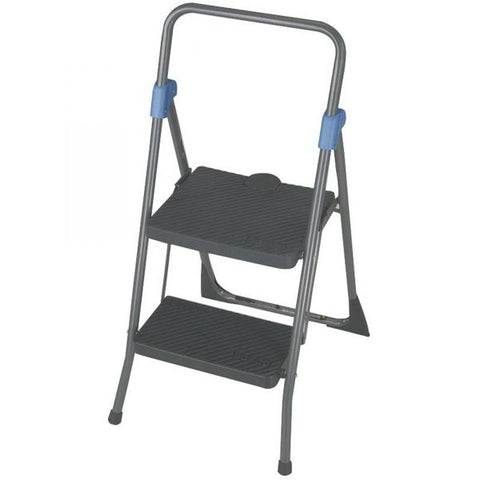 Cosco Commercial 2-Step Folding Stool, 300 lb Capacity, 20.5 x 24.75 x 39.5, Gray