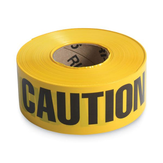 Tatco Caution Barricade Safety Tape, 3" x 1,000 ft, Black/Yellow