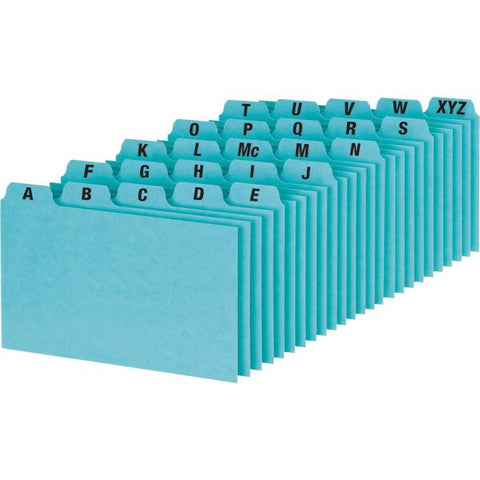 Oxford A-Z Tabs Index Card Guides Printed Tab(s) - Character - A-Z - 9" Divider Width x 6" Divider Length - Blue Pressboard Divider - 25 / Set