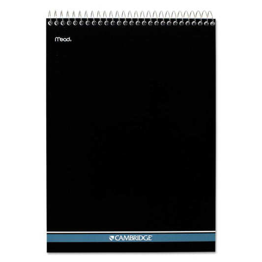 Cambridge Stiff-Back Wire Bound Pad, Wide/Legal Rule, Numbered (1-28 Front, 29-56 Back), Black/Blue Cover, 70 White 8.5 x 11.5 Sheets