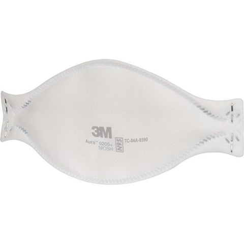 3M Aura N95 Particulate Respirator 9205 Recommended for: Face - Lightweight, Soft, Comfortable, Adjustable Nose Clip, Disposable, Advanced Electret Media - Adult Size - Airborne Particle, Dust, Contaminant, Fog Protection - White - 20 / Pack