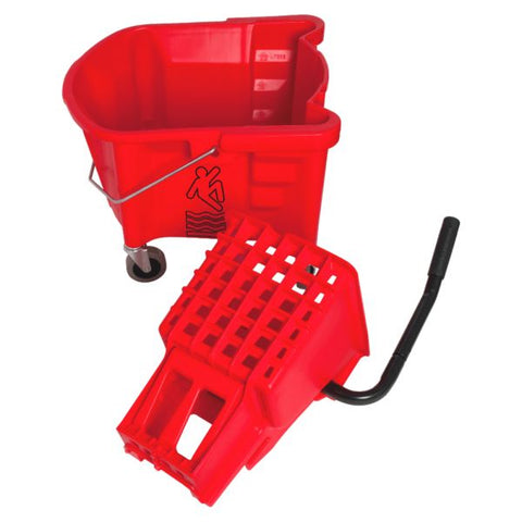 Genuine Joe Mop Bucket with Wringer Combo 6.5 Gallon Capacity - Plastic - Red