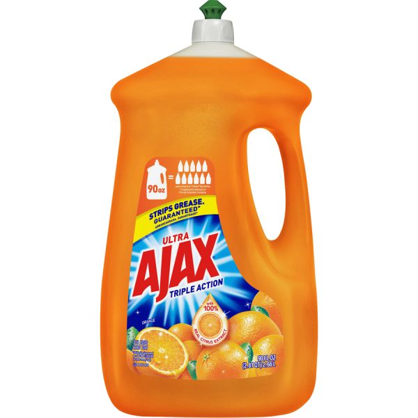 AJAX Triple Action Dish Soap Liquid - 90 fl oz (2.8 quart) - Orange Scent - 1 Each - Orange