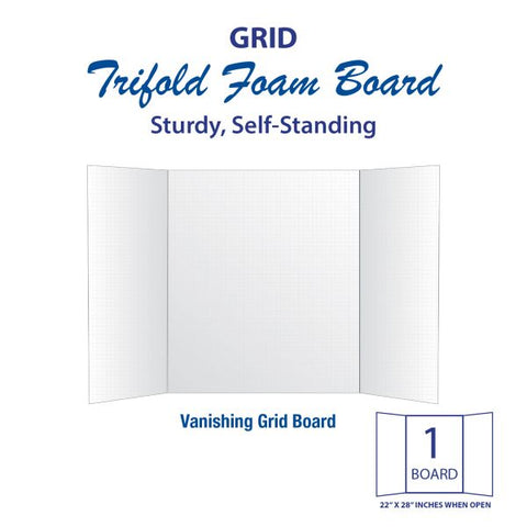 White Grid Tri-Fold Foam Board White Grid Tri-Fold Foam Board, 22"x28"