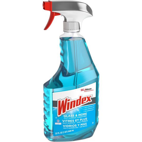 Windex Ammonia-D Glass Cleaner, Fresh, 32 oz Spray Bottle, 8/Carton Spray - 32 fl oz (1 quart) - 8 / Carton - Blue