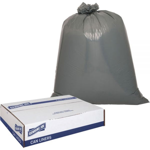 Genuine Joe Maximum Strength 33 Gallon Trash Bags, Gray, Low-Density, 1.35 mil, 100/Pack