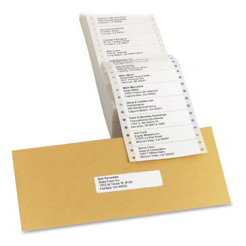 Avery Dot Matrix Printer Mailing Labels, Pin-Fed Printers, 1.44 x 3.5, White, 5,000/Box