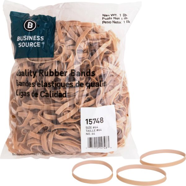 Business Source #64 Rubber Bands Size #64 - 3 1/4" x 1/4" - Natural - 320/ Pack