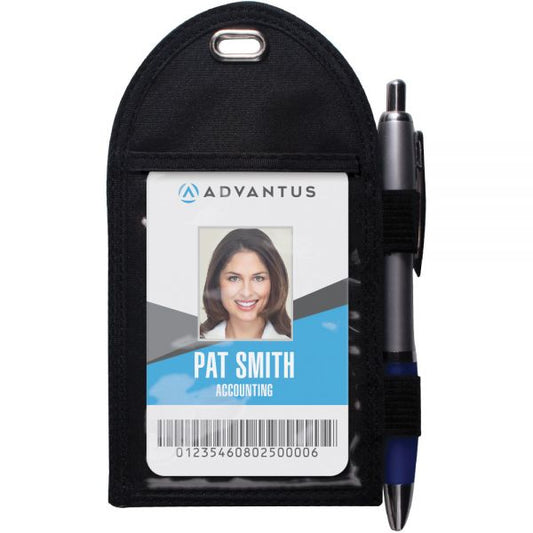 Advantus Vertical Badge Holder Support 2.25" x 3.50" Media - Vertical - Metal - 12 / Box - Black - Durable