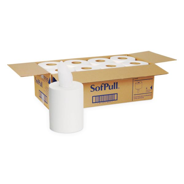 Georgia Pacific Professional SofPull Center Pull Premium Jr. Cap. Paper Towel, 7.8 x 12, 1-Ply, White, 275 Sheets/Roll, 8 Rolls/Carton