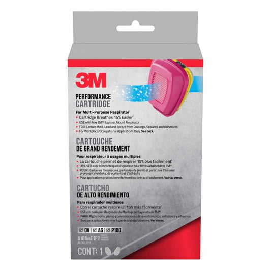 3M 60923 Cartridge/Filter for Organic Vapors, Acid Gases, Particulates, 2/pack Filter is permanently attached to cartridge for one-step assembly.