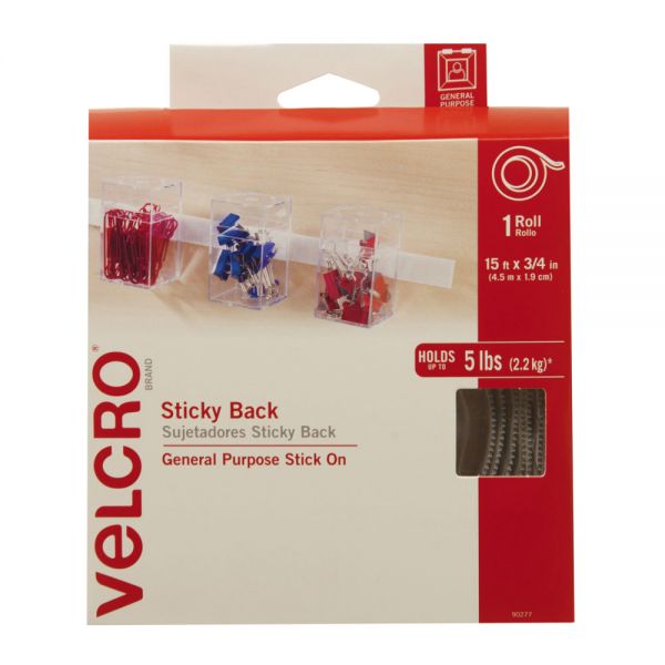 VELCRO Brand STICKY BACK Tape Roll, 3/4" x 15', White