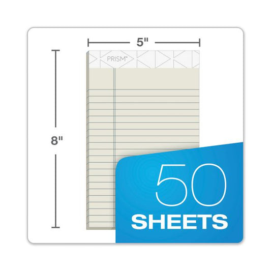 TOPS Prism + Colored Writing Pads, Narrow Rule, 50 Pastel Ivory 5 x 8 Sheets, 12/Pack