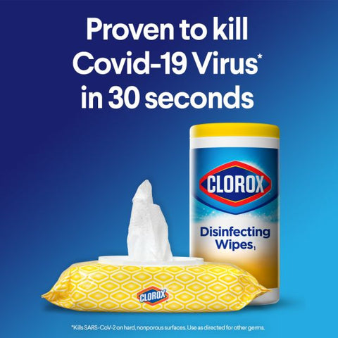 Clorox Disinfecting Wipes, Bleach Free Cleaning Wipes – Crisp Lemon - 75 Count (Pack of 6)