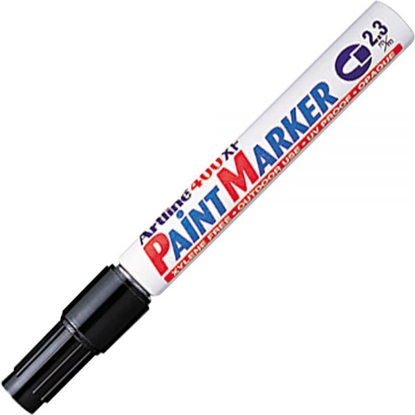 Artline Paint Marker, Bullet Point, 2.3 mm, Aluminum Barrel, Black Ink