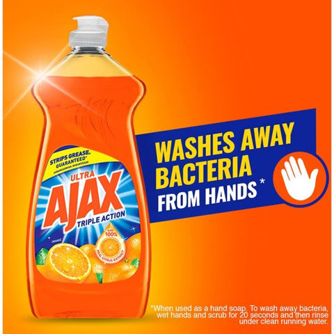 AJAX Triple Action Dish Soap Liquid - 90 fl oz (2.8 quart) - Orange Scent - 1 Each - Orange