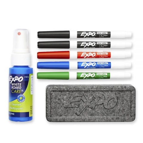 EXPO Dry Erase Marker, Eraser and Cleaner Kit, Fine, 5 Assorted, 1 set