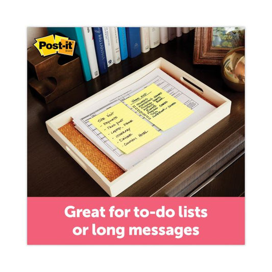 Post-it Notes Original Pads in Canary Yellow, Note Ruled, 4" x 6", 100 Sheets/Pad, 5 Pads/Pack