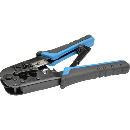 Tripp Lite RJ11 RJ12 RJ45 Crimping Tool with Cable Stripper Cat5e Cat6 Heavy Duty, Comfortable Grip