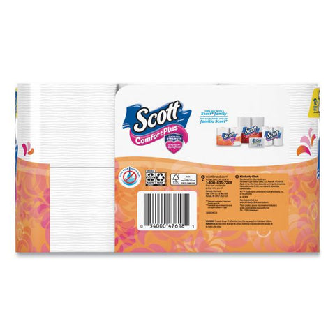 Scott ComfortPlus Toilet Paper, Double Roll, Bath Tissue, 1-Ply, 12 Roll/Pack, 4 Packs/Carton