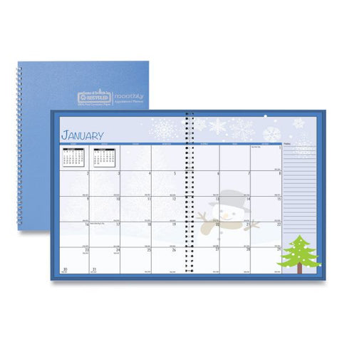 House of Doolittle Seasonal Monthly Planner, 7 x 10, 2023 Calendar 7" x 10" - Monthly - January-December - Wirebound - Leatherette - Light Blue Cover