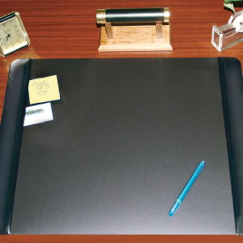 Artistic Executive Desk Pad with Antimicrobial Protection, Leather-Like Side Panels, 36 x 20, Black