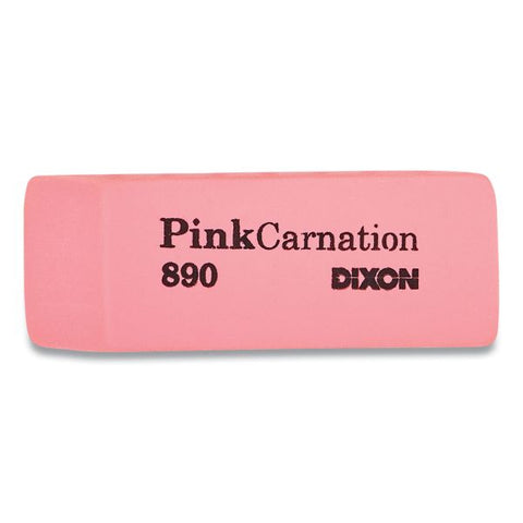 Dixon Pink Carnation Erasers, For Pencil Marks, Rectangular Block, Medium, Pink, Dozen