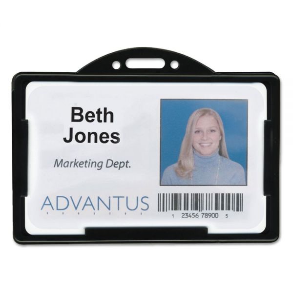 Advantus ID Card Holders, Horizontal, Black 3.68" x 2.38" Holder, 3.38" x 2.13" Insert, 25/Pack 3 3/8" x 2 1/8" Insert Size - Plastic - Black - 25/ Pack