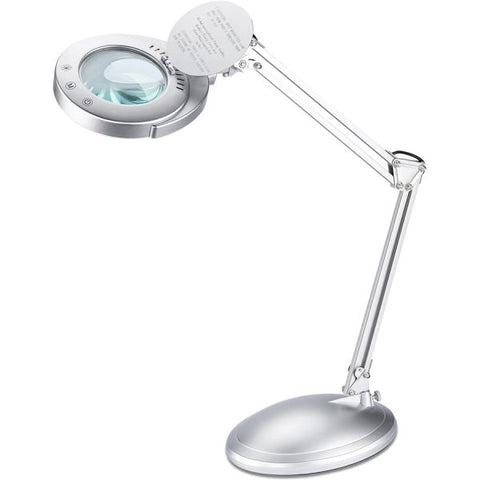 Victory Light LED Magnifying Lamp 48" Height - 8.8" Width - 4.60 W LED Bulb - Silver - Adjustable Arm, Adjustable Height - 400 lm Lumens - Metal - Desk Mountable - Silver - for Crafting, Sewing, Workspace