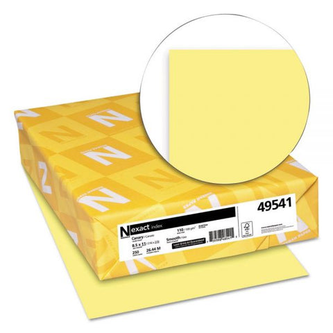 Neenah Paper Exact Index Card Stock, Smooth, 110lb, 8 1/2 x 11, Canary, 250 Sheets