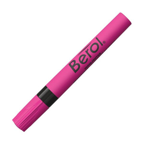 Berol 4009 Chisel Tip Highlighter, Pink Ink, Chisel Tip, Pink/Black Barrel, Dozen