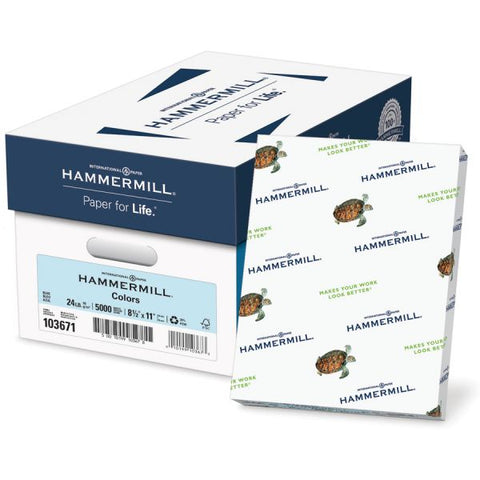 Hammermill Recycled Colored Paper, 24 lb., 8.5" x 11", Blue, 500 Sheets/Ream Letter - 8.5" x 11" – Blue - 24 lb Paper Weight - 500 Sheets/ Ream - Compatible With Laser & Inkjet Printers