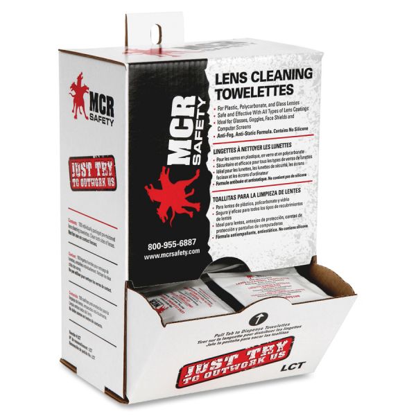 Crews Lens Cleaning Towelettes For Goggle, Face Shield, Glasses, Lens - Anti-static, Anti-fog, Pre-moistened - 100 / Box