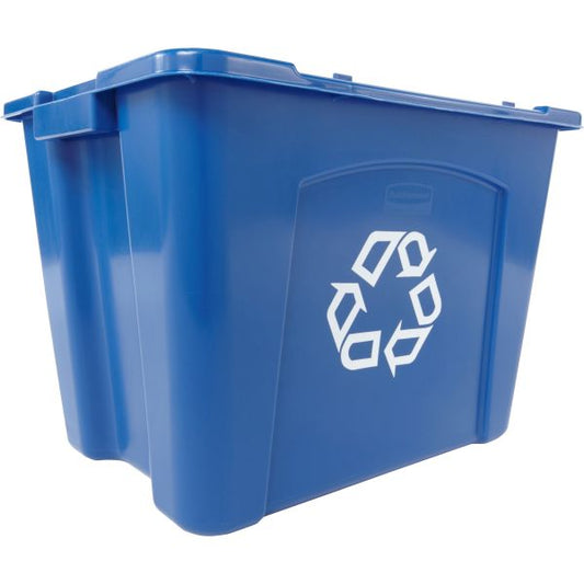 Rubbermaid Commercial Stacking Recycle Bin, 14 gal, Polyethylene, Blue