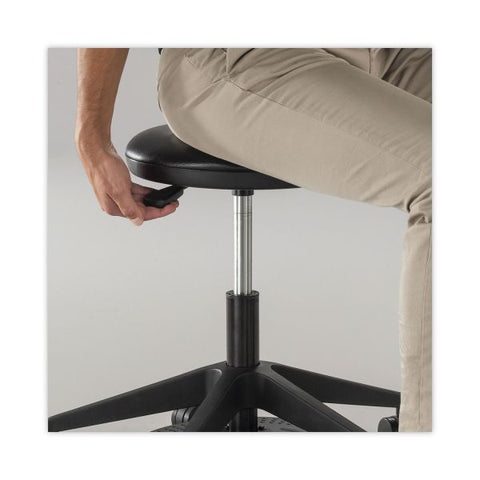 Safco Lab Stool with Foot Pedal Vinyl Seat - Black, Chrome - 1 Each