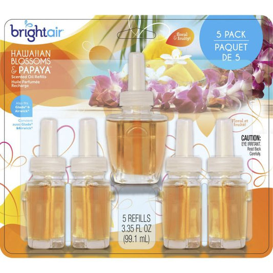 Bright Air Electric Scented Oil Air Freshen Refill Oil - Natural, Papaya - 5 / Pack - Long Lasting