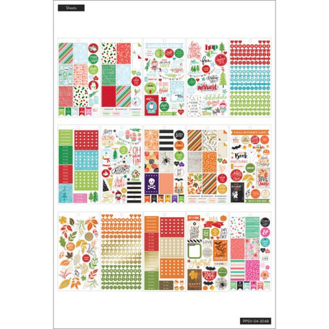 Happy Planner Classic Stickers, 9"H x 4-3/4"W x 1/4"D, Seasonal, Value Pack Of 1,557 Stickers