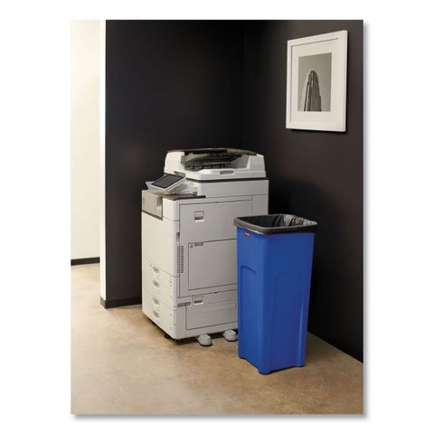 Rubbermaid Commercial Untouchable Square Waste Receptacle, 23 gal, Plastic, Blue