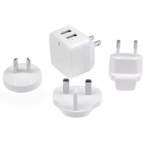 StarTech.com Travel USB Wall Charger - 2 Port - White - Universal Travel Adapter - International Power Adapter - USB Charger