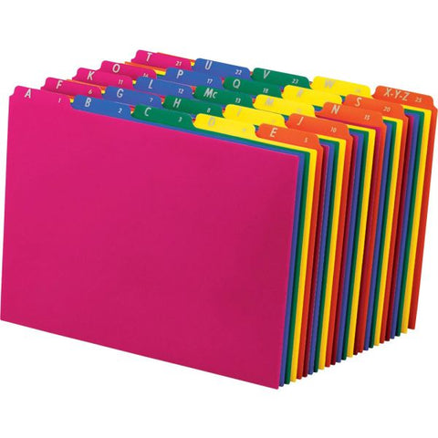 Pendaflex Poly Top Tab File Guides, 1/5-Cut Top Tab, A to Z, 8.5 x 11, Assorted Colors, 25/Set