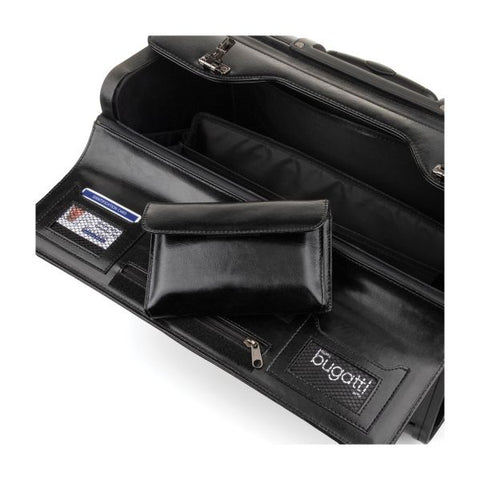 Catalog Case on Wheels, Fits Devices Up to 17.3", Leather, 19 x 9 x 15.5, Black 19" x 9" x 15.5" - Top-Loading - Lockable - 17" Screen Support - Leather - Black