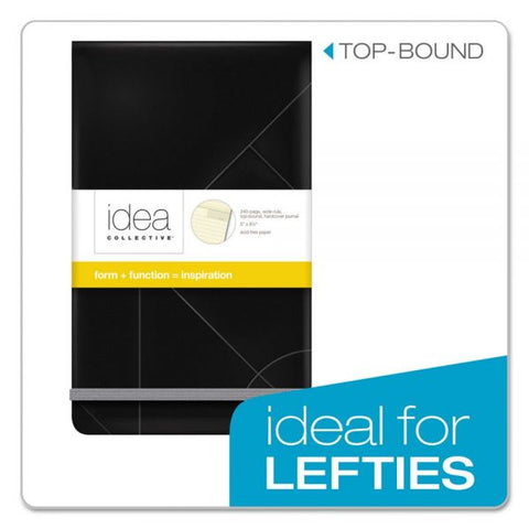 TOPS Idea Collective Journal Pad with Hard Cover, Wide/Legal Rule, Black Cover, 120 Cream 5 x 8.25 Sheets