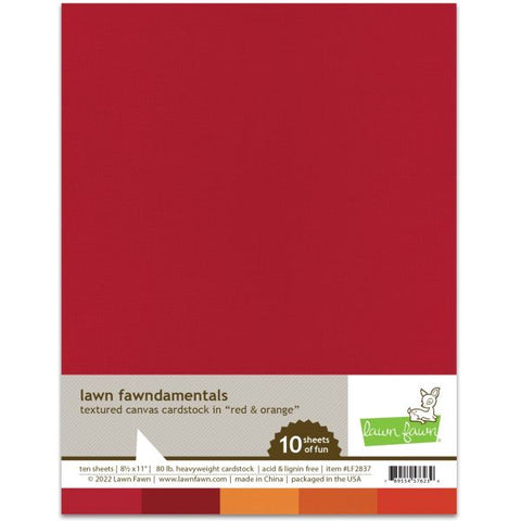 Lawn Fawndamentals Textured Canvas Cardstock Pack 8.5"X11" Red & Orange, 5 Colors/2 Sheets