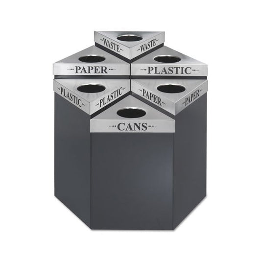 Safco Triangular Lid 20" Length - 3" Height - "WASTE" Inscription - Steel - Stainless Steel - 1 Each