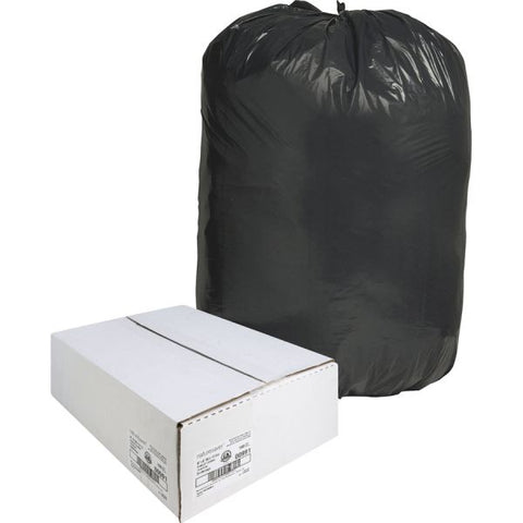 Nature Saver 60 Gallon Trash Bags, Black, Low-Density, 1.25 mil, 100/Carton Black Garbage Bag - Low-Density - 1.25 mil Thickness - 60 Gallon Capacity - 100/ Carton