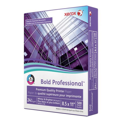 Xerox Bold Professional Quality Paper, 98 Brightness, 24 lb, 8 1/2 x 11, White, 500 Sheets/Ream