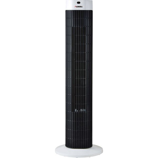 Lorell Tower Fan 30" Diameter - 3 Speed - Sleep Mode, Breeze Mode, Oscillating, Timer - 30.2" Height x 9.5" Width x 9.5" Depth - Plastic - Black, Silver