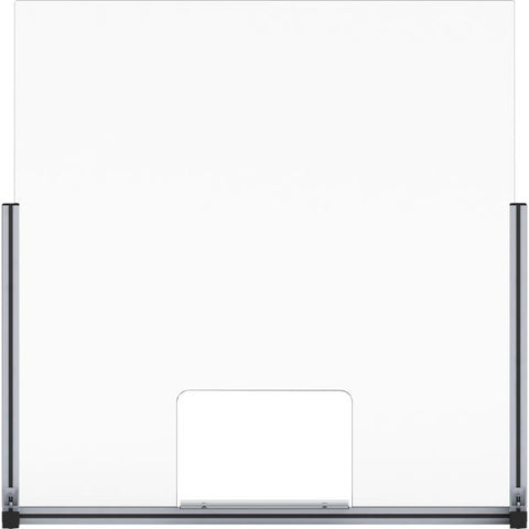 Lorell Removable Shelf Glass Protective Screen 36" Width x 0.3" Depth x 36" Height - 1 Each - Clear - Tempered Glass, Aluminum