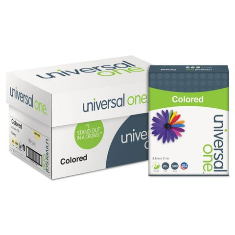 Universal Colored Paper, 20 lb, 8 1/2 x 11, Canary, 500 Sheets/Ream