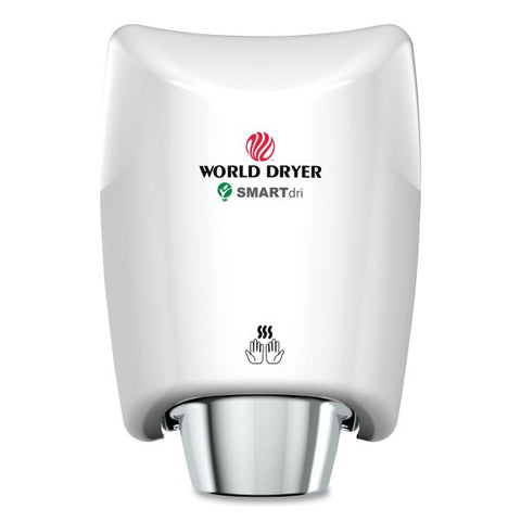 WORLD DRYER SMARTdri Hand Dryer, 110-120 V, 9.33 x 7.67 x 12.5, Aluminum, White